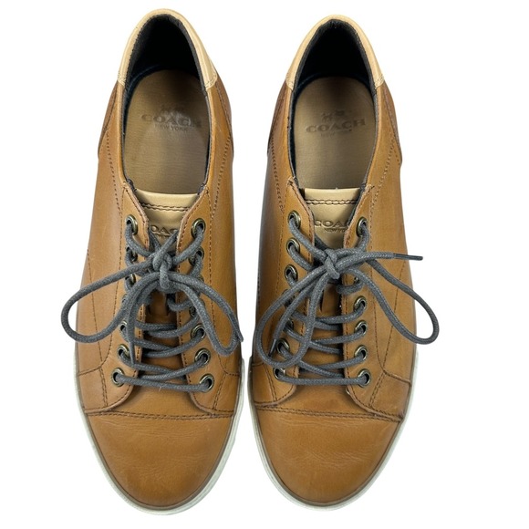 Coach Perkins Mens Leather Sneakers Saddle Brown Size 9.5 - Picture 5 of 16